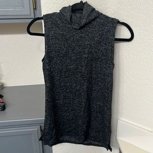 Grey Heathered Tank Top Turtleneck Sweater